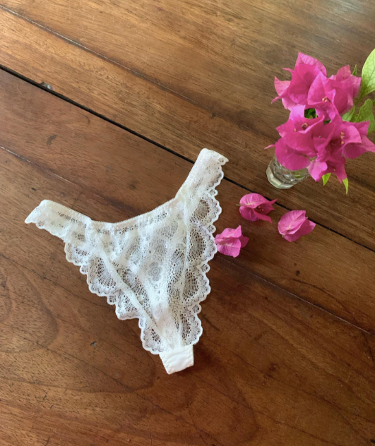 Marietta Lace Thong in White