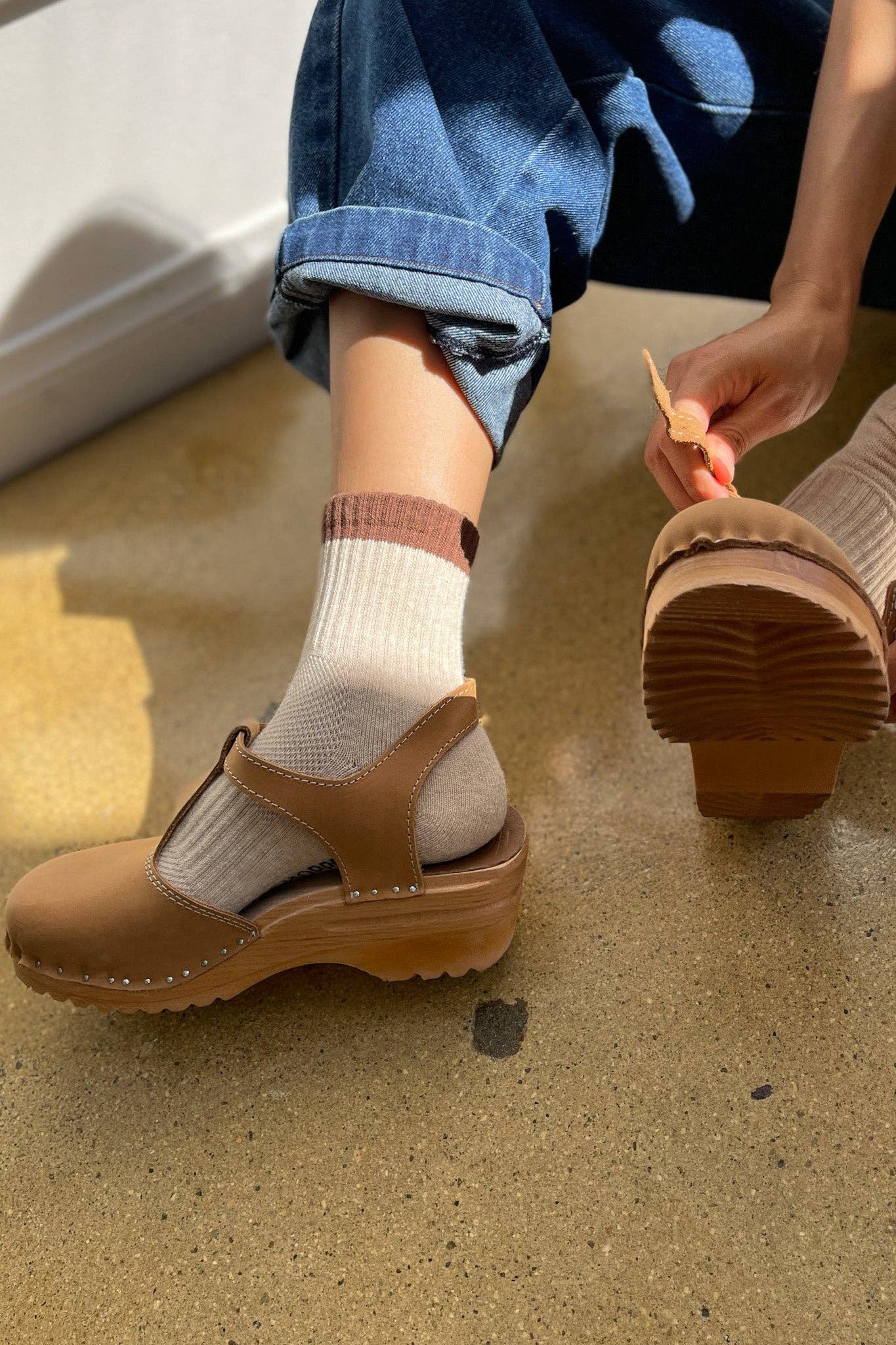 Color Block Girlfriend Socks : Black Coffee