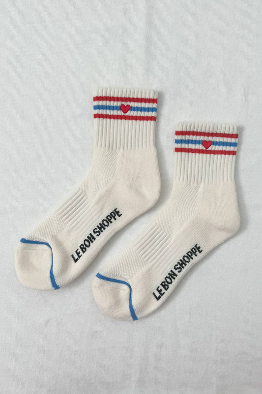 Embroidered Girlfriend socks: LECHE + HEART