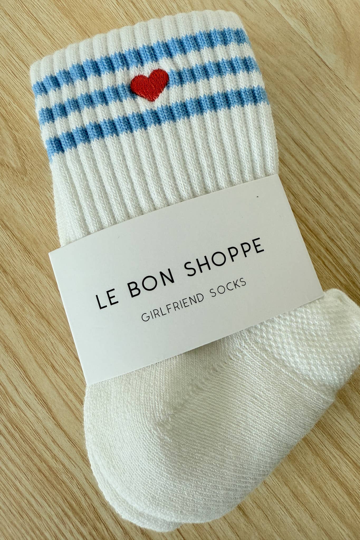 Embroidered Girlfriend socks: LECHE + HEART