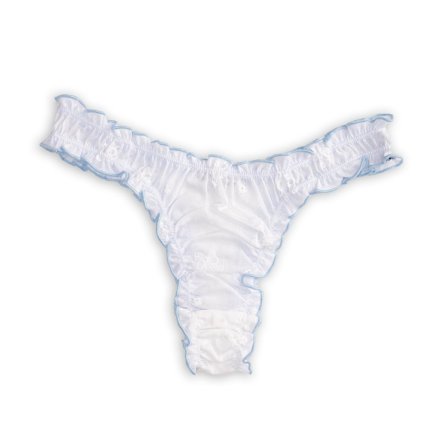 La Sylvie - White Bow Cotton Tanga