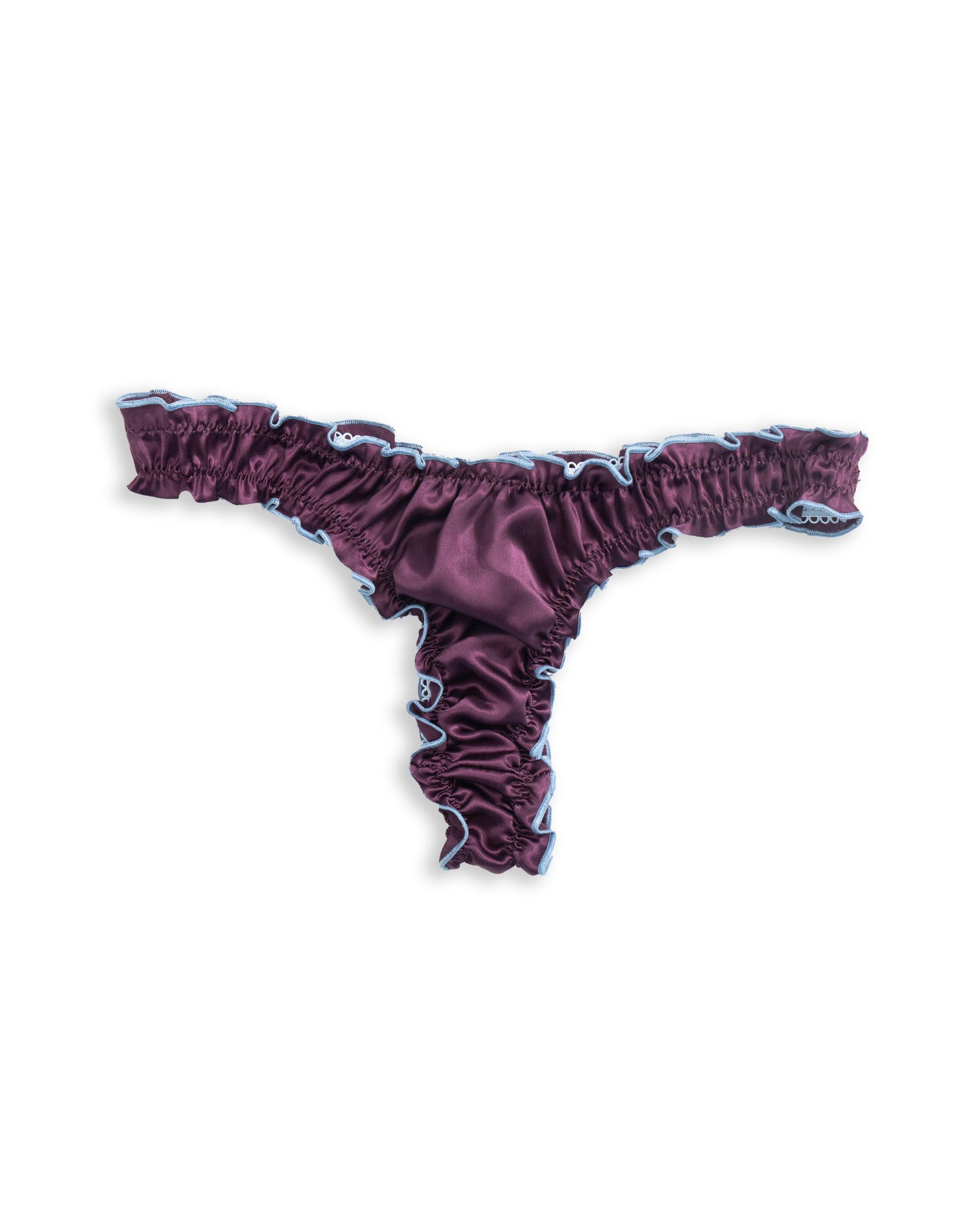 La Isabella - Burgundy and Baby Blue Silk Tanga