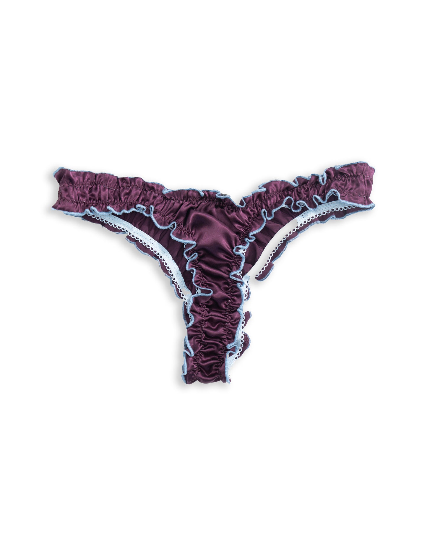 La Isabella - Burgundy and Baby Blue Silk Tanga