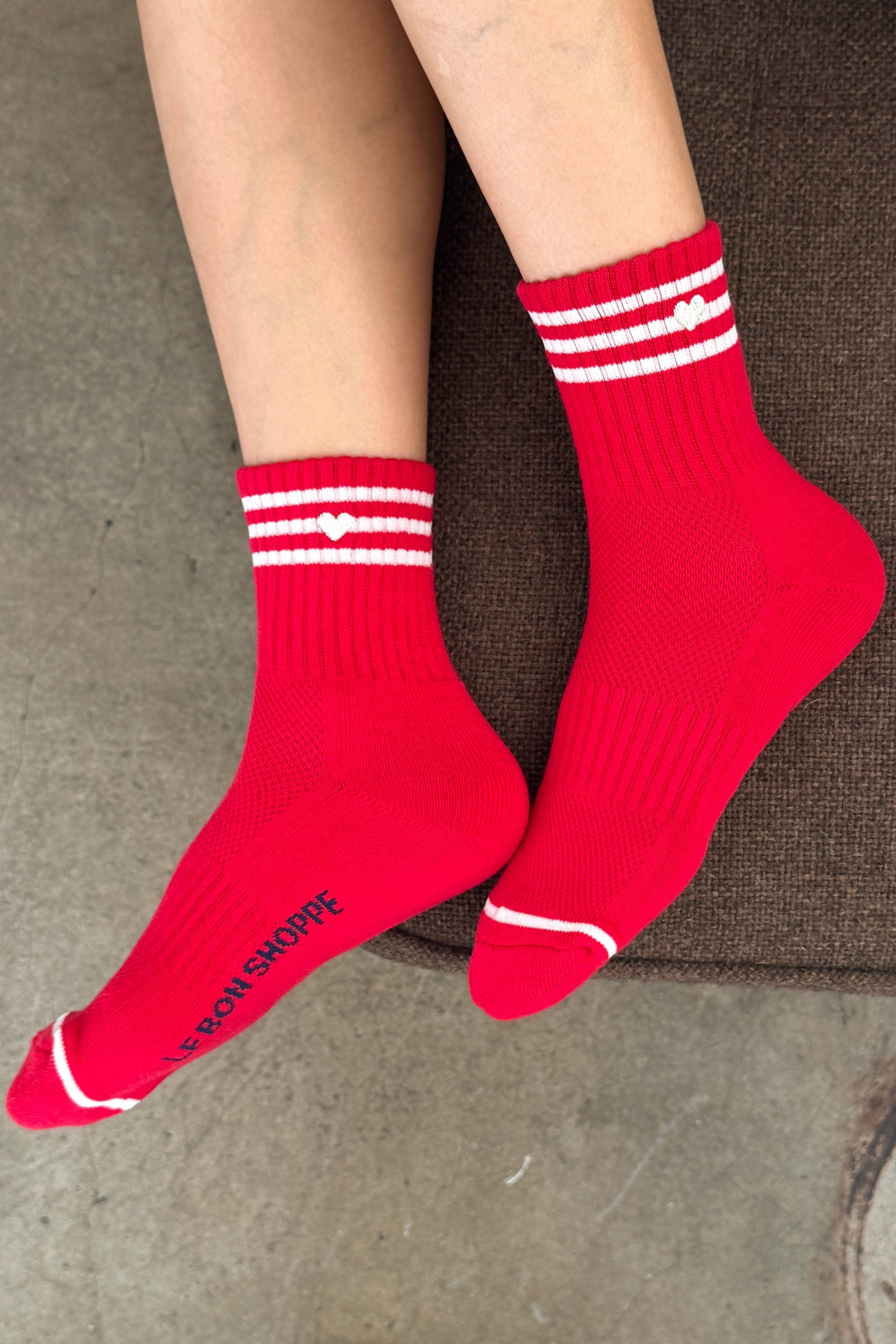 Embroidered Girlfriend socks: Scarlet + Heart