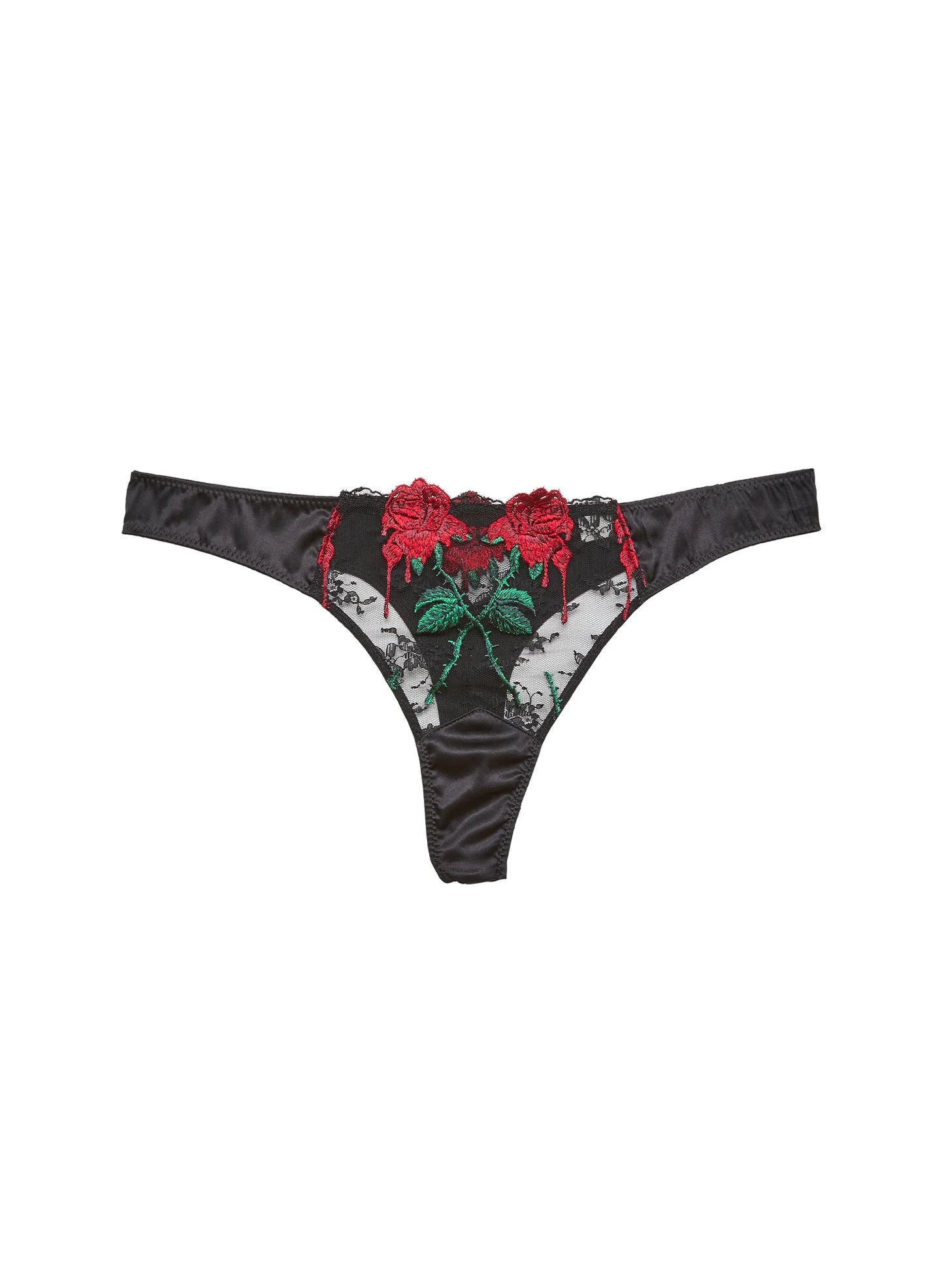 Vampire Rose Embroidery Thong