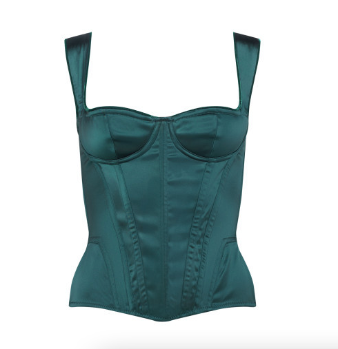 Daisy Corset Satin Forest Green