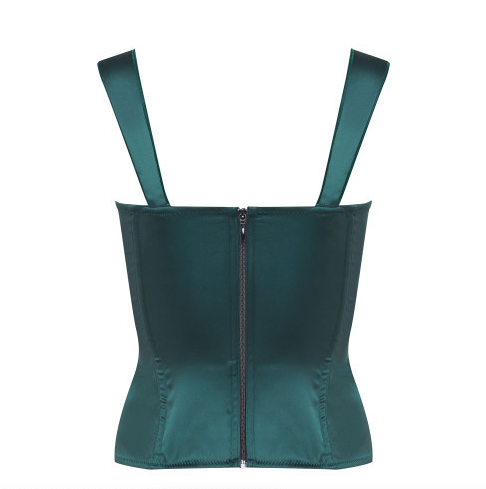 Daisy Corset Satin Forest Green