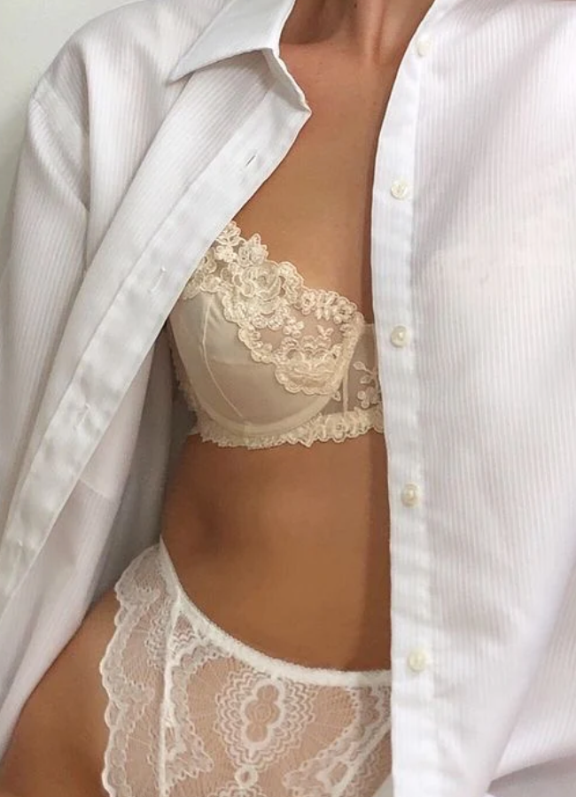 Marietta Lace Thong in White