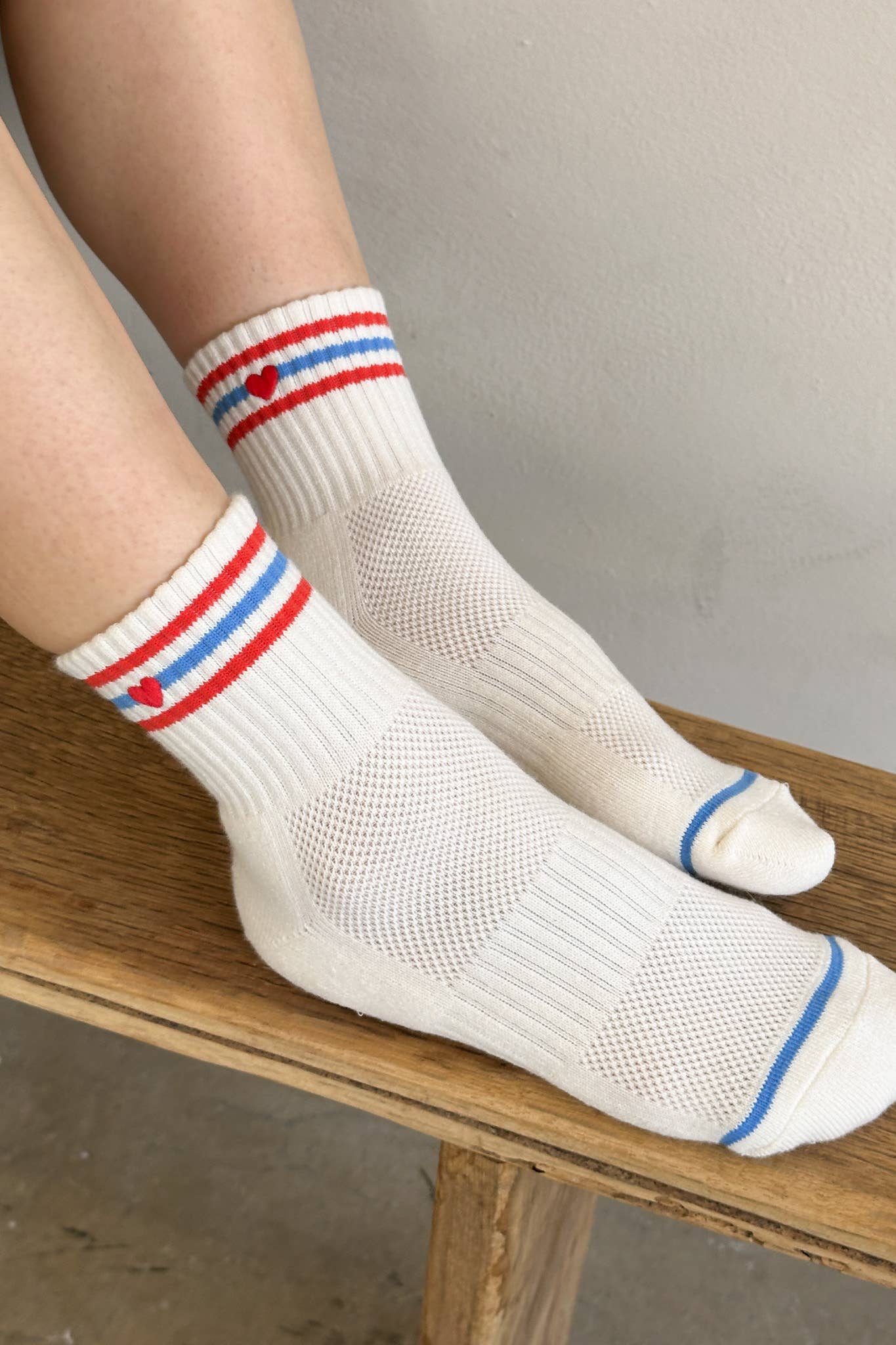 Embroidered Girlfriend socks: Scarlet + Heart