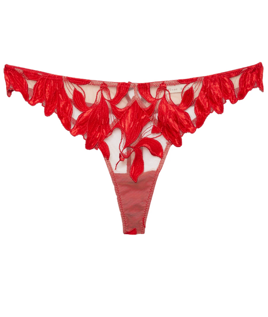 Velvet Lily Embroidery Thong
